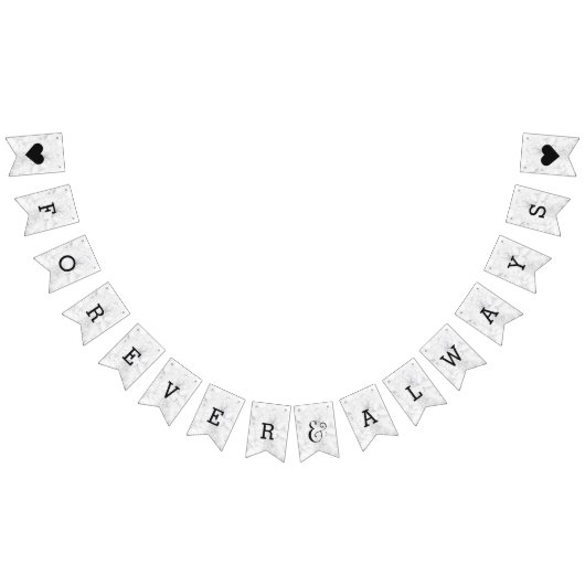 Chique wit & grijs marmeren bruiloft voor altijd vlaggetjes (Alle)