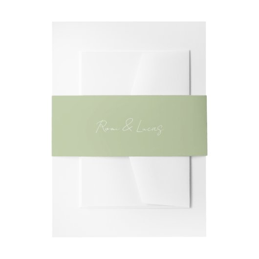 Chique wit & groen paar script bruiloft uitnodigingen wikkel (Voorkant Voorbeeld)
