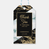 Chique wit marmer gouden folie verf textuur verjaa cadeaulabel (Voorkant)