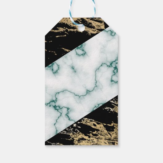 Chique wit marmer gouden folie verf textuur verjaa cadeaulabel (Achterkant)