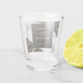 Chique wit marmer gouden folie verf textuur verjaa shot glas (Achterkant)