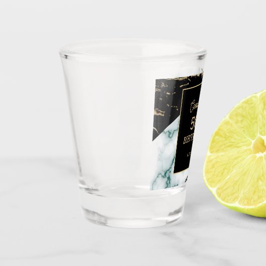 Chique wit marmer gouden folie verf textuur verjaa shot glas (Links)