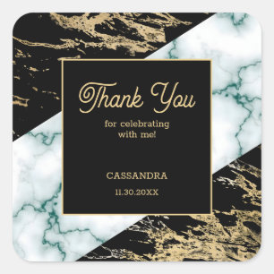 Chique wit marmer gouden folie verf textuur verjaa vierkante sticker