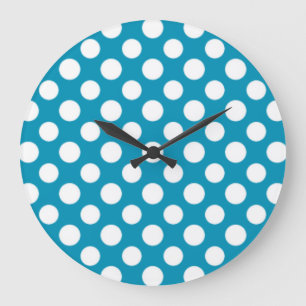 Chique wit op blauwe Jumbo Polka stippen wandklok Grote Klok