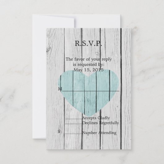 Chique wit rustiek hout RSVP (Voorkant)