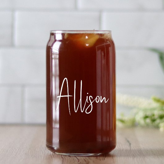 Chique wit script bachelorette party bruiloft blikvorm glas