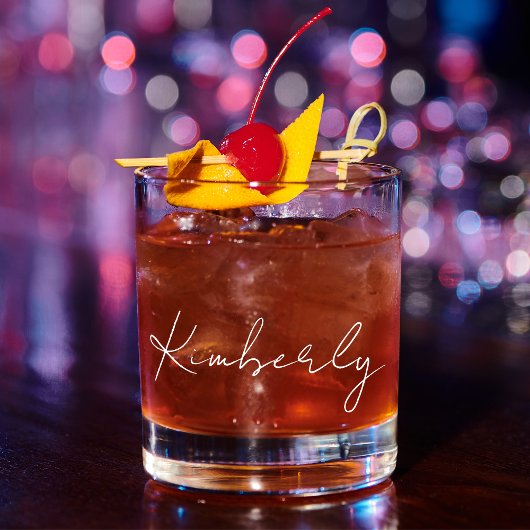 Chique wit script Monogram Bachelorette Party Whisky Glas