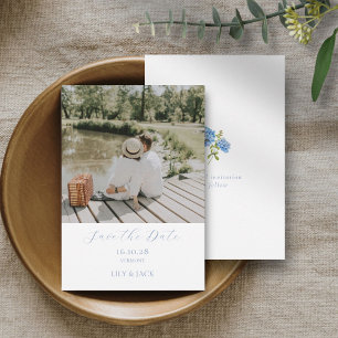 Chique wit script paar foto opslaan van de datum K Save The Date
