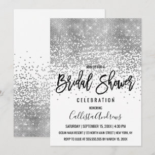 Chique wit zilver glitter Confetti Vrijgezellenfee Kaart