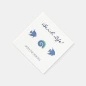 Chique witte blauwe vis en schelpen familie strand servet (Hoek)