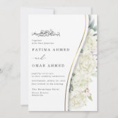 Chique witte bloemen bladeren islamitische moslim kaart (Voorkant)