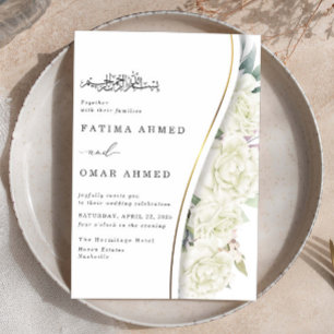 Chique witte bloemen bladeren islamitische moslim kaart