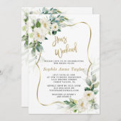 Chique Witte Bloemen Gouden Kippen Bachelorette We Kaart (Voorkant / Achterkant)