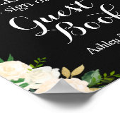 Chique witte bloemenslingerlichten teken ons gastb poster (Hoek)