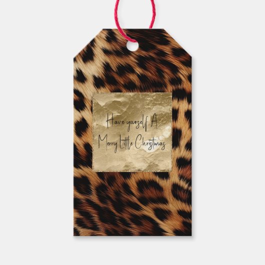 Chique witte crème Leopard gouden glitter Cadeaulabel (Voorkant)