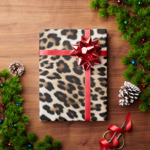 Chique witte crème luipaard print cadeaupapier
