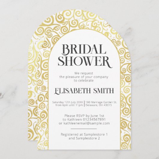 Chique witte en gouden bloeiende winter bruidsuitn kaart (Voorkant / Achterkant)