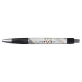 Chique witte gouden glinsterende agaat monogram sc pen (Voorkant)