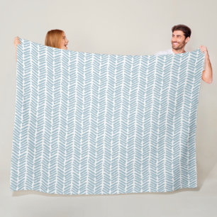 Chique witte heather blauw Abstracte chevron kunst Fleece Deken