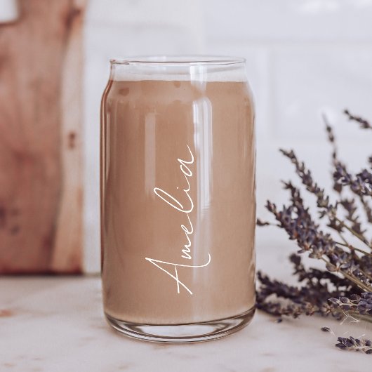 Chique witte kalligrafie script monogram blikvorm glas