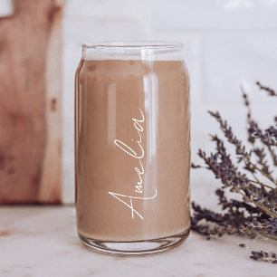 Chique witte kalligrafie script monogram blikvorm glas