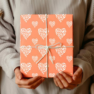 Chique Witte Luipaard Jachtluipaard Hart   Zalm Ro Cadeaupapier