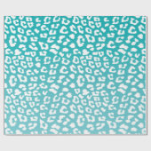 Chique witte luipaardvlekken op turquoise cadeaupapier (Vlak)