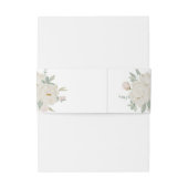 CHIQUE WITTE ROZEN BLOEMEN Botanisch Monogram Uitnodigingen Wikkel (Achterkant Voorbeeld)