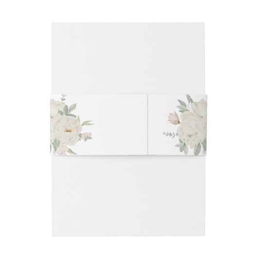 CHIQUE WITTE ROZEN BLOEMEN Botanisch Monogram Uitnodigingen Wikkel (Achterkant Voorbeeld)