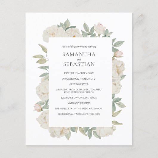 CHIQUE WITTE ROZEN | Botanisch huwelijksprogramma (Voorkant)