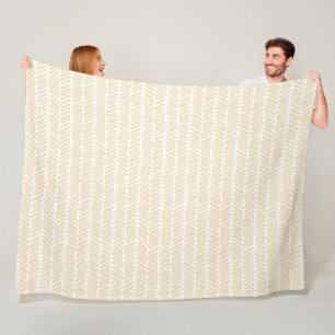 Chique witte vanille geel Abstract Chevron Art Fleece Deken