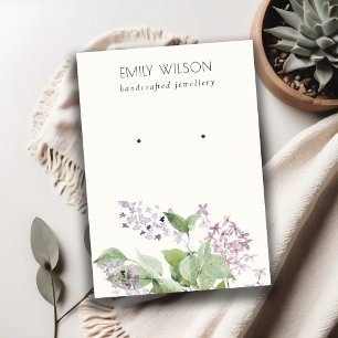 Chique zacht Lila Waterverf bloemenoorbel display Visitekaartje