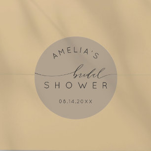 Chique Zachte Mocha Bruine Bruiloft Borrel Ronde Sticker