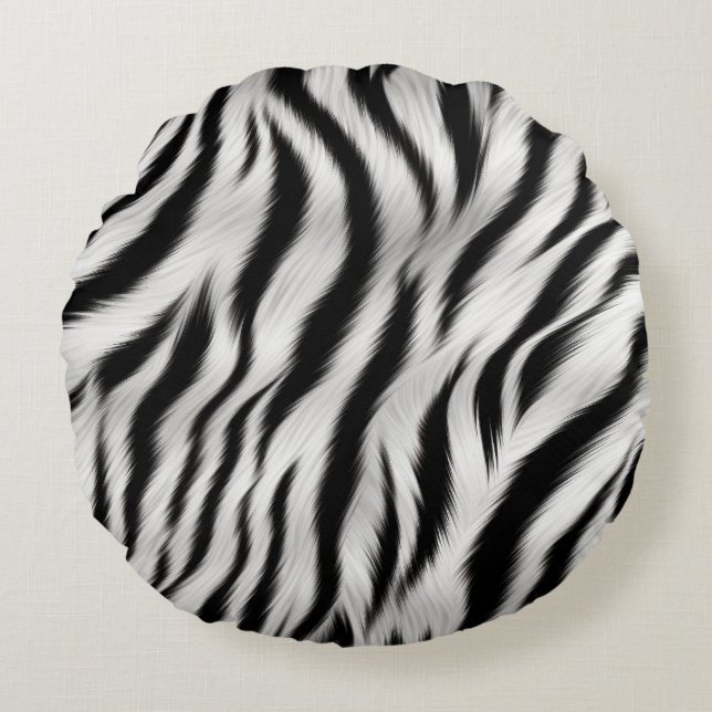 Chique zebra dierprint bruiloft rond kussen (Voorkant)
