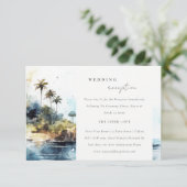 Chique zeegezicht Palm Tree Island bruiloft recept Informatiekaartje (Staand voorkant)