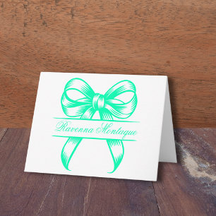 Chique zeegroene decoratieboog Elegante naam bruil Notitiekaartje