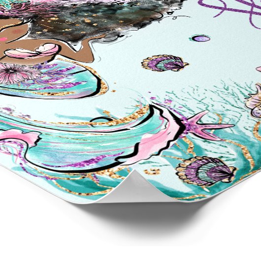 Chique Zeemeermin Verjaardag Baby Shower Neem een Poster (Hoek)