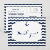 Chique Zeevaart Navy Golven Trouw Dank Je Briefkaart (Voorkant / Achterkant)