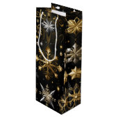 Chique zilver en goud sneeuwvlokken wijn cadeautas (Voorkant Gekanteld)