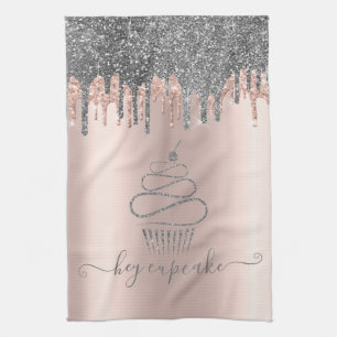Chique Zilver Glitter Druppels Cupcake Roze Goud Theedoek