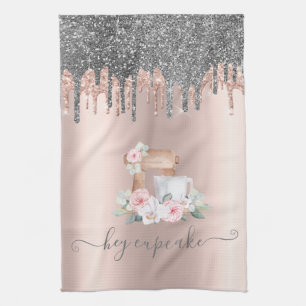 Chique Zilver Glitter Druppels Mixer Bloemen Rose  Theedoek