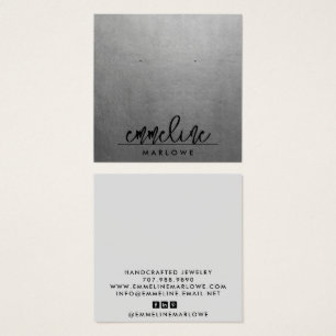 Chique zilver moderne minimale zwarte oorbel siera vierkante visitekaartjes