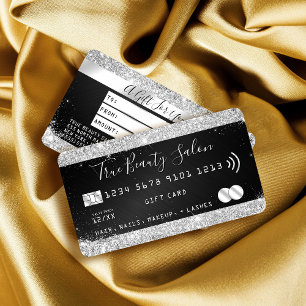 Chique Zilveren Glitter Zwart Metallic Credit Gift Visitekaartje
