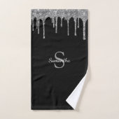 Chique Zilveren Glitterdruppels Glans Monogram Naa Bad Handdoek (Handdoek)