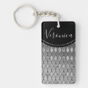 Chique zilveren harlekijn gepersonaliseerd sleutelhanger