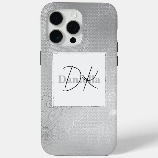 Chique zilveren kant Case-Mate iPhone case (Achterkant)