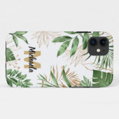 Chique zomer tropisch groen en gouden monogram Case-Mate iPhone case (Achterkant (horizontaal))