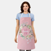 Chique zomerrozen blozen roze initiaal monogram schort (Gedragen)