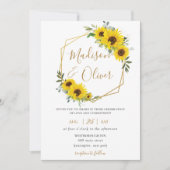 Chique Zonnebloem Bloemen Goud Geometrische Bruilo Kaart (Voorkant)