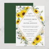 Chique Zonnebloem Bloemen Groen Geometrische bruil Kaart (Voorkant / Achterkant)